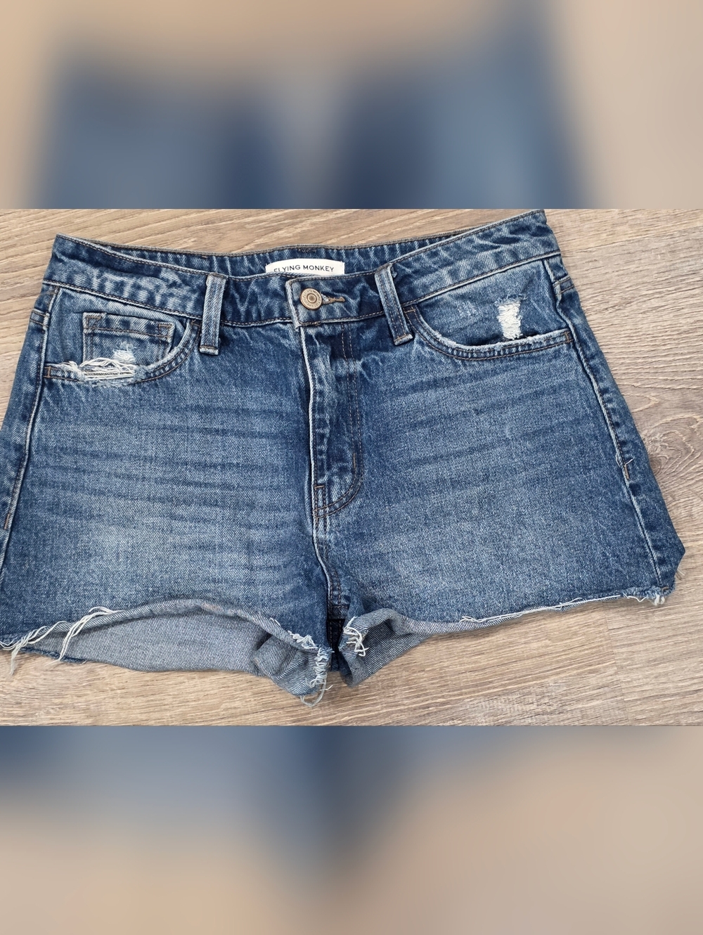 Flying Monkey Medium Wash Distressed Denim Cutoff Shorts